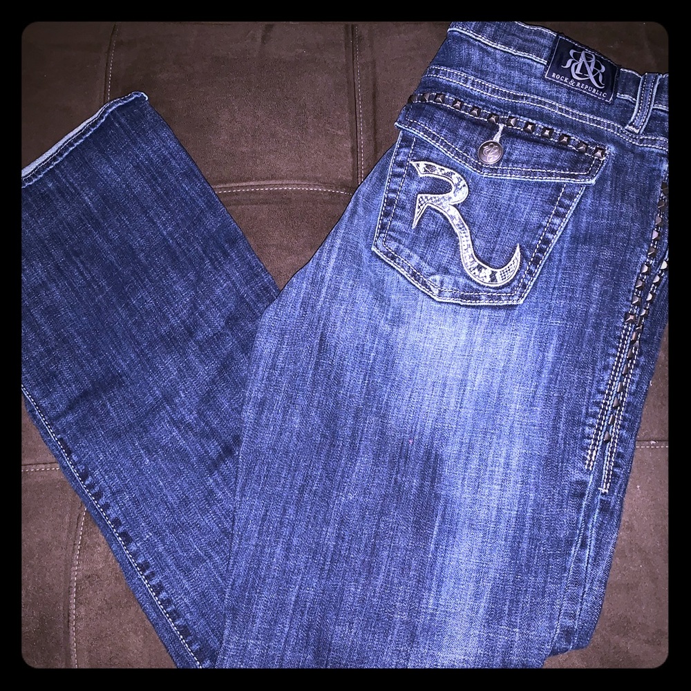 SZ 16 Rock & Republic bootcut studded Jeans, EUC